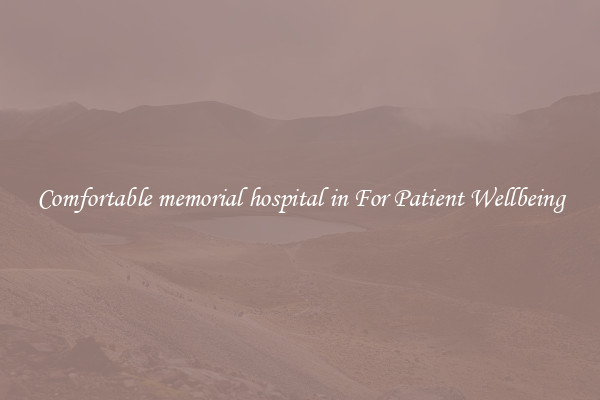 Comfortable memorial hospital in For Patient Wellbeing